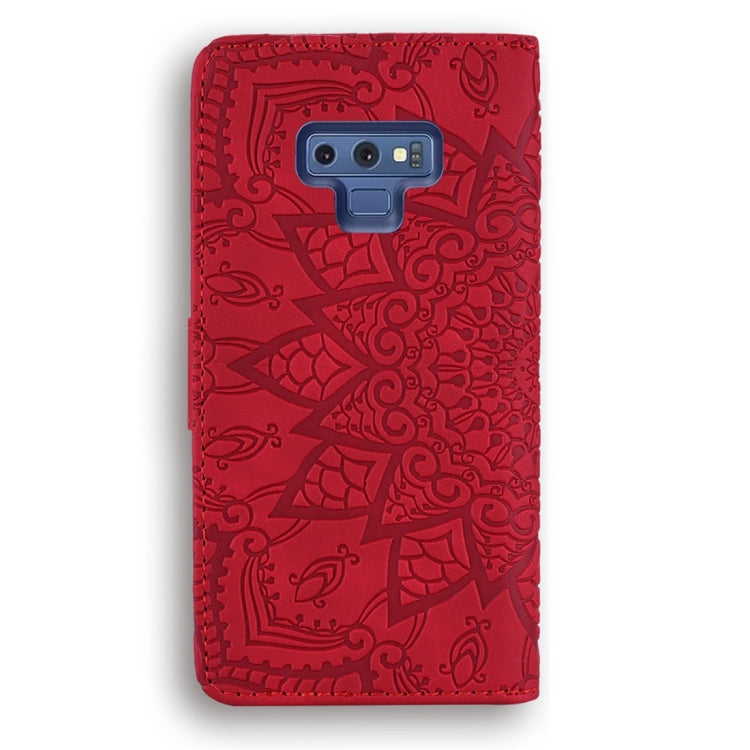 For Galaxy Note 9 Calf Pattern Diamond Mandala Double Folding Design Embossed Leather Case with Wallet & Holder & Card Slots
