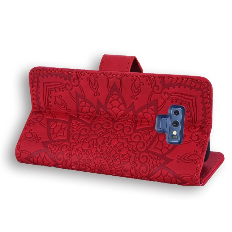 For Galaxy Note 9 Calf Pattern Diamond Mandala Double Folding Design Embossed Leather Case with Wallet & Holder & Card Slots