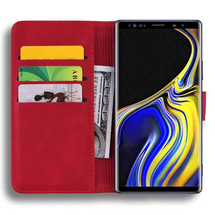 For Galaxy Note 9 Calf Pattern Diamond Mandala Double Folding Design Embossed Leather Case with Wallet & Holder & Card Slots