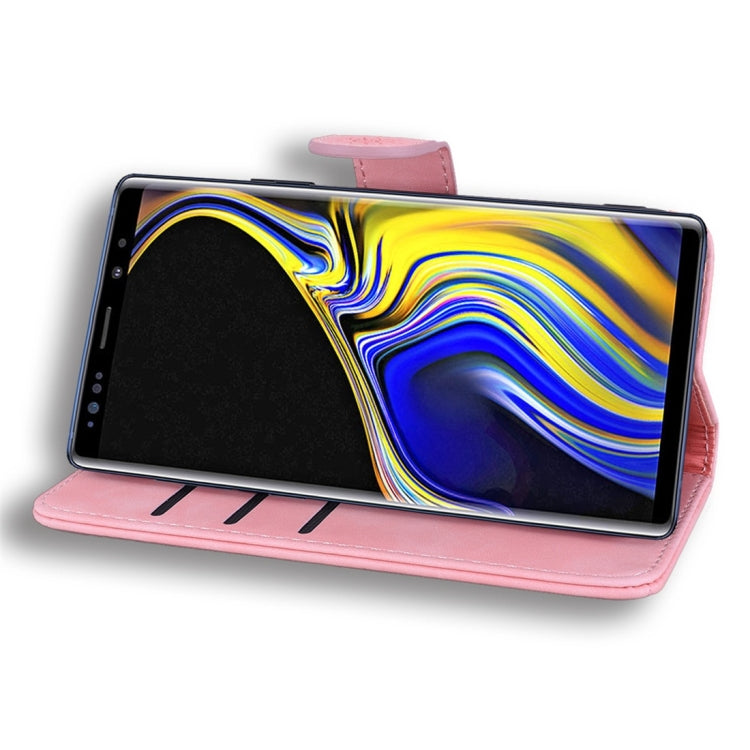 For Galaxy Note 9 Calf Pattern Diamond Mandala Double Folding Design Embossed Leather Case with Wallet & Holder & Card Slots