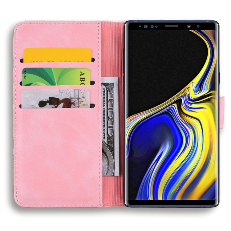 For Galaxy Note 9 Calf Pattern Diamond Mandala Double Folding Design Embossed Leather Case with Wallet & Holder & Card Slots