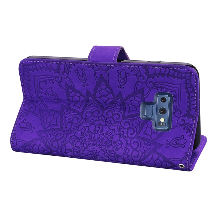 For Galaxy Note 9 Calf Pattern Diamond Mandala Double Folding Design Embossed Leather Case with Wallet & Holder & Card Slots