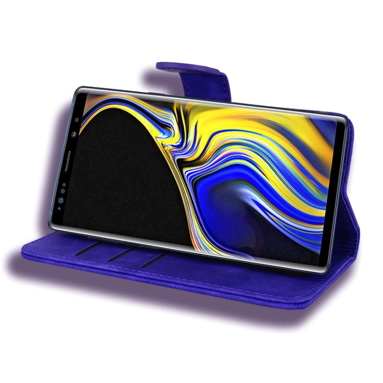 For Galaxy Note 9 Calf Pattern Diamond Mandala Double Folding Design Embossed Leather Case with Wallet & Holder & Card Slots