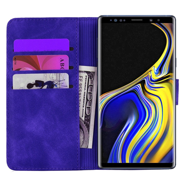 For Galaxy Note 9 Calf Pattern Diamond Mandala Double Folding Design Embossed Leather Case with Wallet & Holder & Card Slots