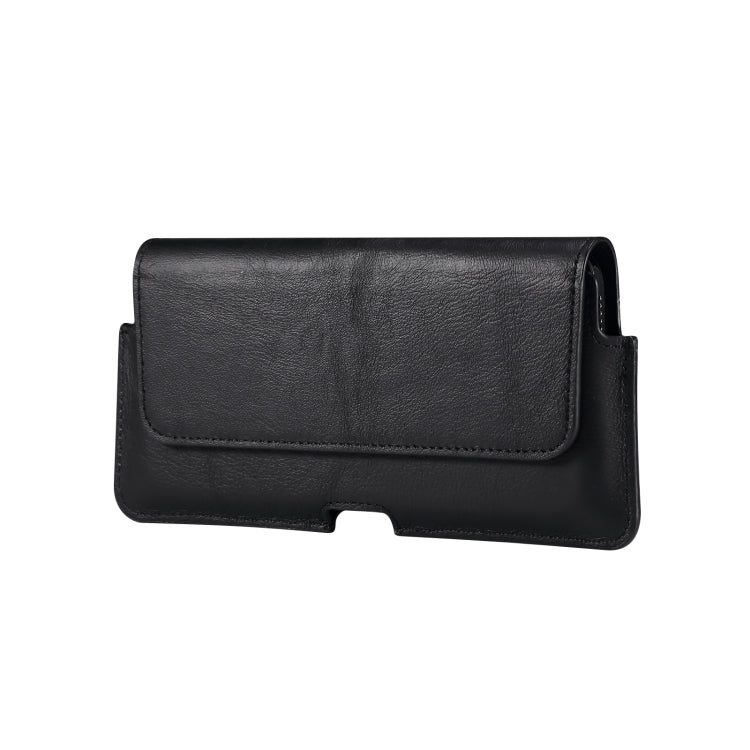 Universal Cow Leather Horizontal Mobile Phone Leather Case Waist Bag For 6.1 inch and Below Phones