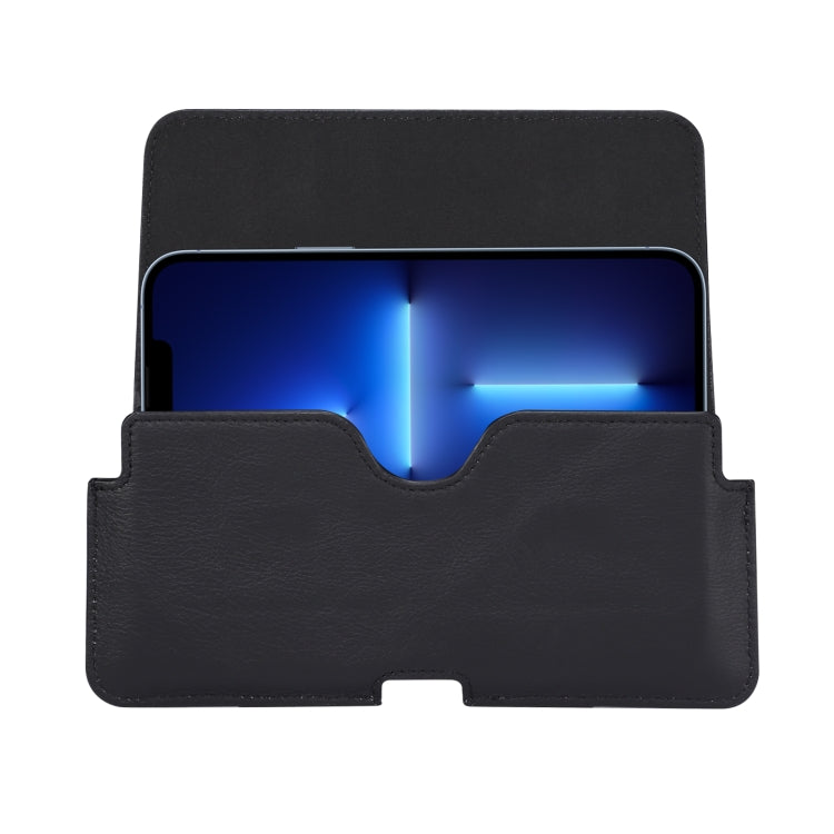 Universal Cow Leather Horizontal Mobile Phone Leather Case Waist Bag For 6.1 inch and Below Phones