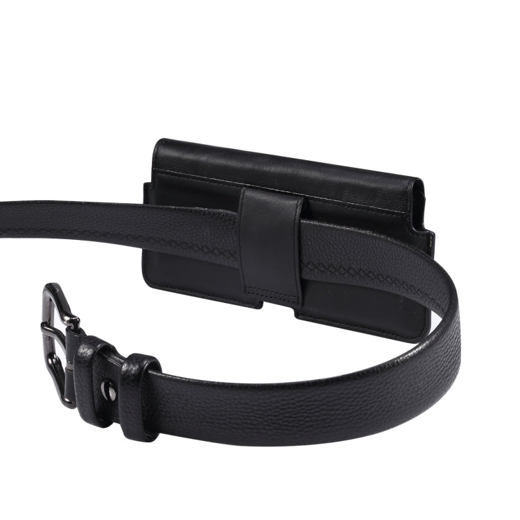 Universal Cow Leather Horizontal Mobile Phone Leather Case Waist Bag For 6.1 inch and Below Phones