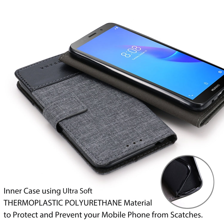 For Huawei Y5 lite (2018) MUXMA MX102 Horizontal Flip Canvas Leather Case with Stand & Card Slot & Wallet Function