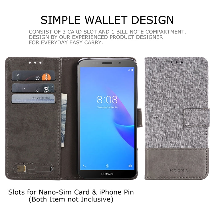 For Huawei Y5 lite (2018) MUXMA MX102 Horizontal Flip Canvas Leather Case with Stand & Card Slot & Wallet Function