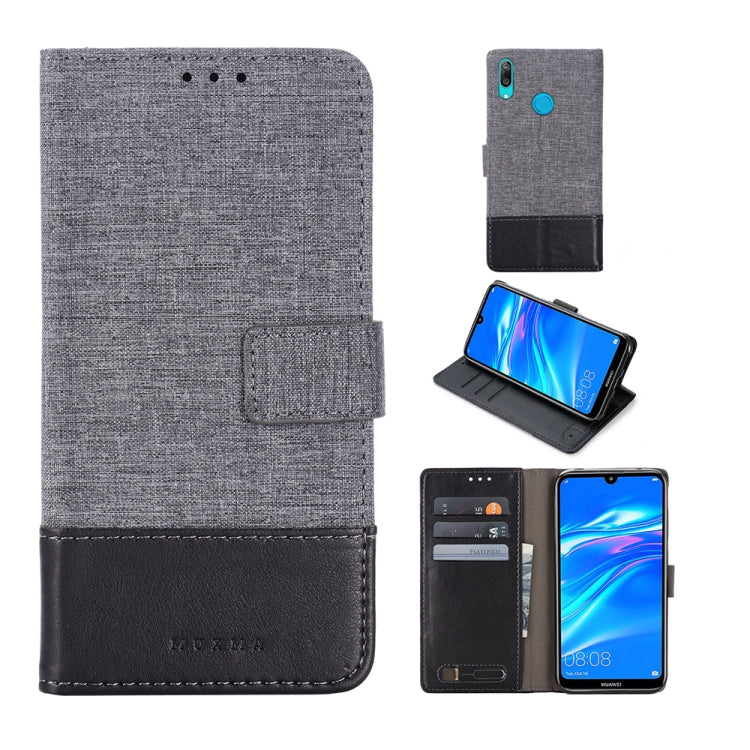 For Huawei Y7 Pro (2019) MUXMA MX102 Horizontal Flip Canvas Leather Case with Stand & Card Slot & Wallet Function