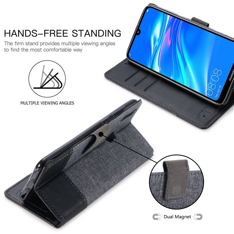 For Huawei Y7 Pro (2019) MUXMA MX102 Horizontal Flip Canvas Leather Case with Stand & Card Slot & Wallet Function