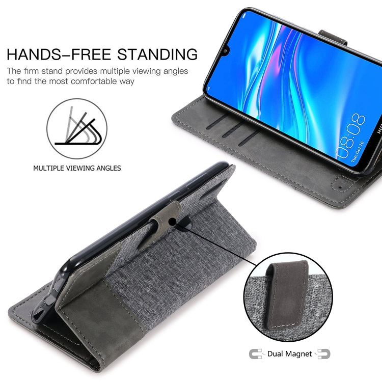 For Huawei Y7 Pro (2019) MUXMA MX102 Horizontal Flip Canvas Leather Case with Stand & Card Slot & Wallet Function