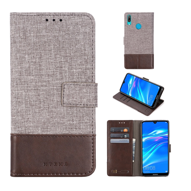 For Huawei Y7 Pro (2019) MUXMA MX102 Horizontal Flip Canvas Leather Case with Stand & Card Slot & Wallet Function