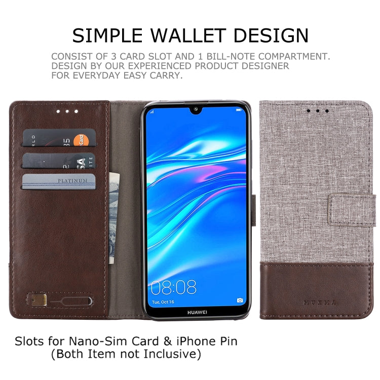 For Huawei Y7 Pro (2019) MUXMA MX102 Horizontal Flip Canvas Leather Case with Stand & Card Slot & Wallet Function