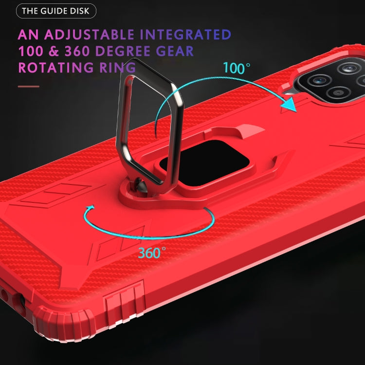 For Samsung Galaxy A12 5G Carbon Fiber Protective Case with 360 Degree Rotating Ring Holder