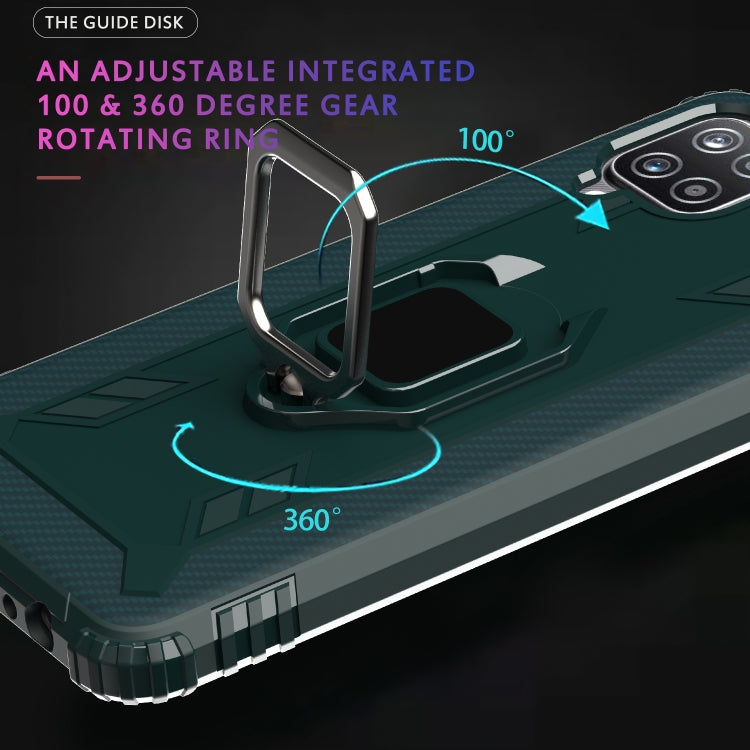 For Samsung Galaxy A12 5G Carbon Fiber Protective Case with 360 Degree Rotating Ring Holder