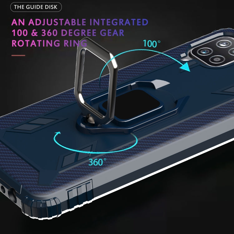 For Samsung Galaxy A12 5G Carbon Fiber Protective Case with 360 Degree Rotating Ring Holder