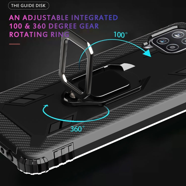 For Samsung Galaxy A12 5G Carbon Fiber Protective Case with 360 Degree Rotating Ring Holder