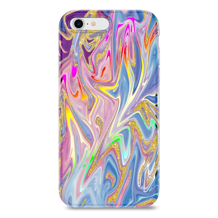 For iPhone SE 2022 / SE 2020 / 8 / 7 Laser Glitter Watercolor Pattern Shockproof Protective Case