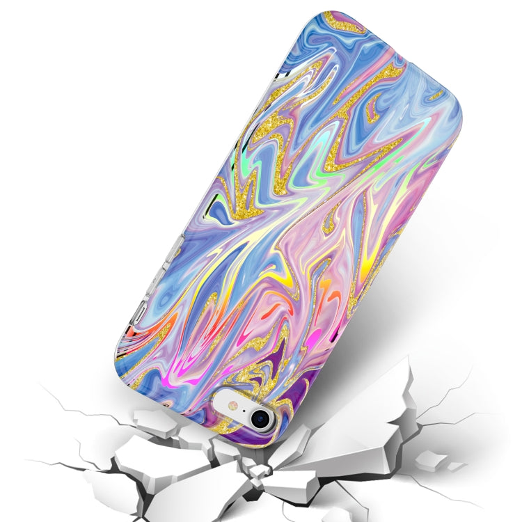 For iPhone SE 2022 / SE 2020 / 8 / 7 Laser Glitter Watercolor Pattern Shockproof Protective Case