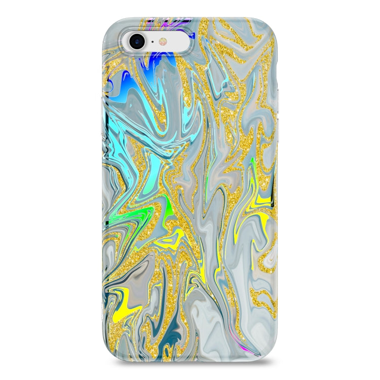 For iPhone SE 2022 / SE 2020 / 8 / 7 Laser Glitter Watercolor Pattern Shockproof Protective Case