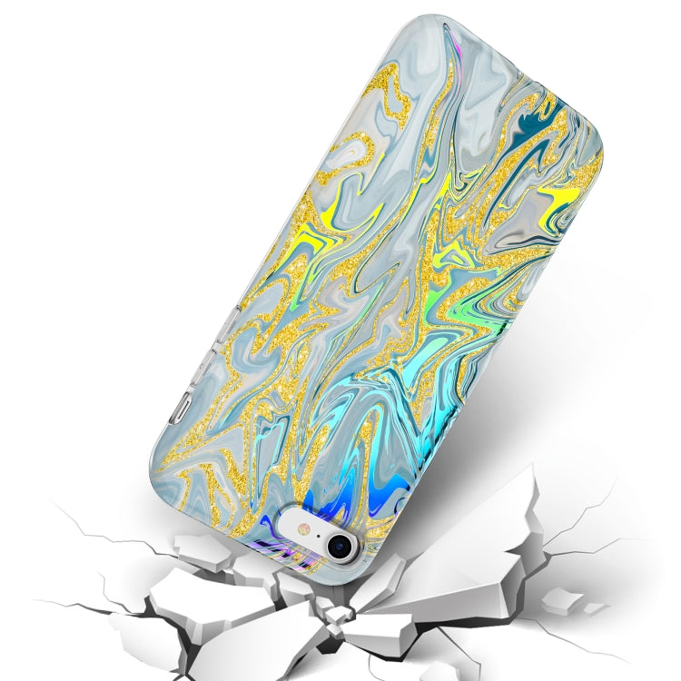 For iPhone SE 2022 / SE 2020 / 8 / 7 Laser Glitter Watercolor Pattern Shockproof Protective Case