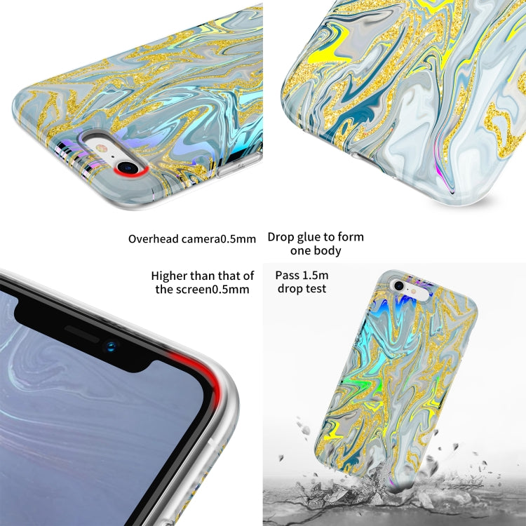 For iPhone SE 2022 / SE 2020 / 8 / 7 Laser Glitter Watercolor Pattern Shockproof Protective Case