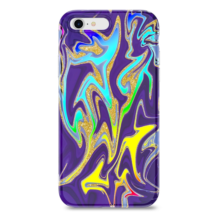 For iPhone SE 2022 / SE 2020 / 8 / 7 Laser Glitter Watercolor Pattern Shockproof Protective Case