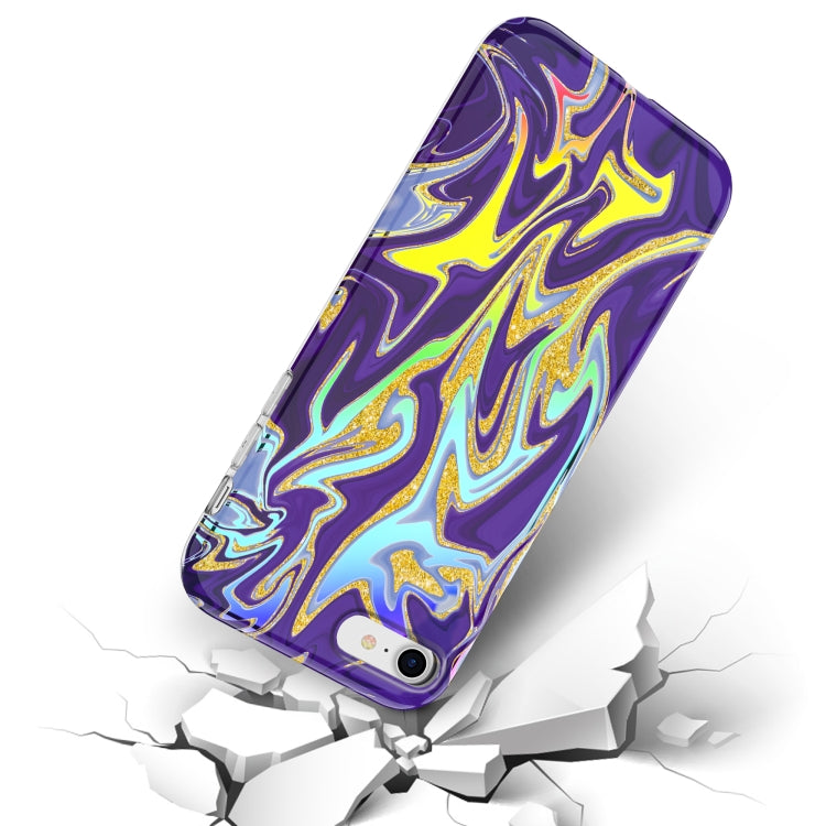 For iPhone SE 2022 / SE 2020 / 8 / 7 Laser Glitter Watercolor Pattern Shockproof Protective Case