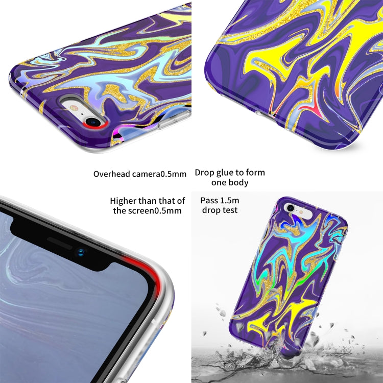 For iPhone SE 2022 / SE 2020 / 8 / 7 Laser Glitter Watercolor Pattern Shockproof Protective Case