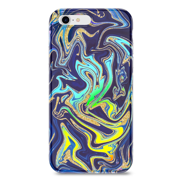 For iPhone SE 2022 / SE 2020 / 8 / 7 Laser Glitter Watercolor Pattern Shockproof Protective Case