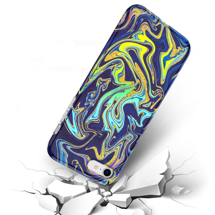 For iPhone SE 2022 / SE 2020 / 8 / 7 Laser Glitter Watercolor Pattern Shockproof Protective Case