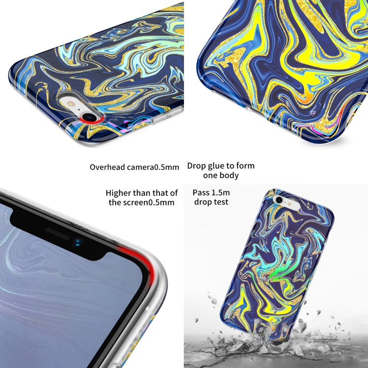 For iPhone SE 2022 / SE 2020 / 8 / 7 Laser Glitter Watercolor Pattern Shockproof Protective Case