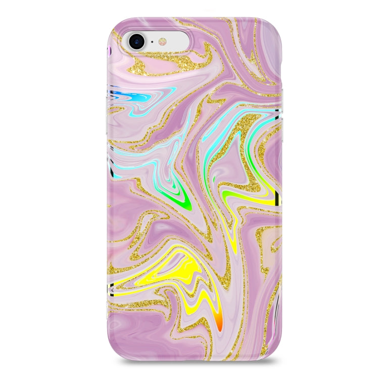 For iPhone SE 2022 / SE 2020 / 8 / 7 Laser Glitter Watercolor Pattern Shockproof Protective Case