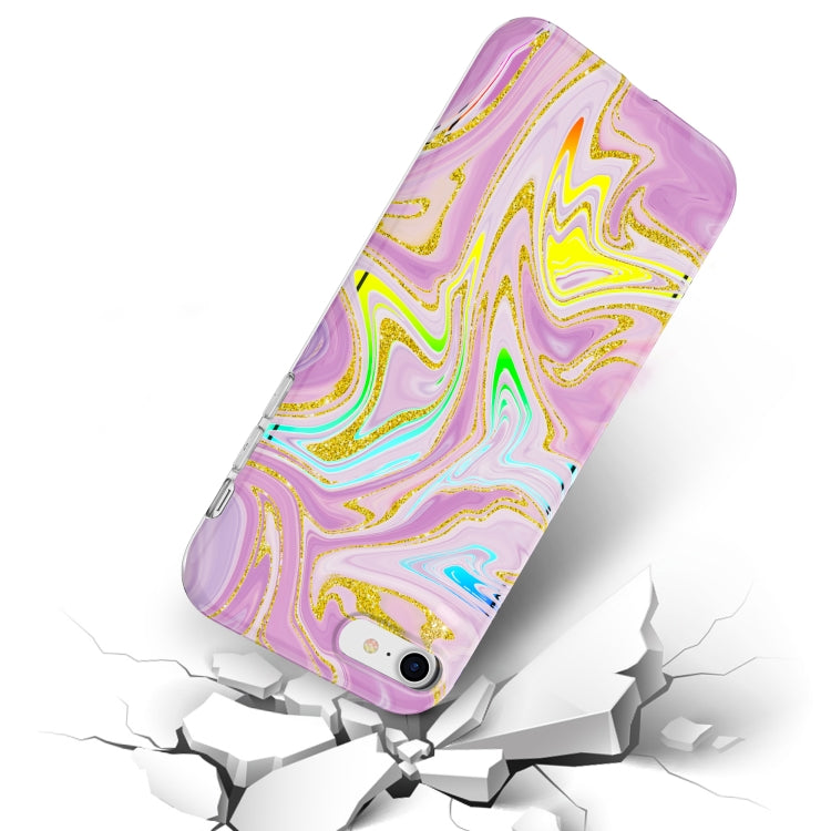 For iPhone SE 2022 / SE 2020 / 8 / 7 Laser Glitter Watercolor Pattern Shockproof Protective Case