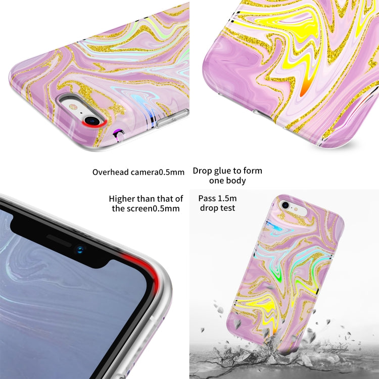 For iPhone SE 2022 / SE 2020 / 8 / 7 Laser Glitter Watercolor Pattern Shockproof Protective Case