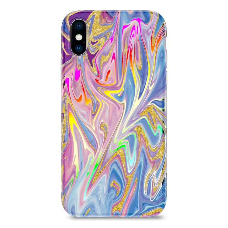 For iPhone XS Max Laser Glitter Watercolor Pattern Shockproof Protective Case
