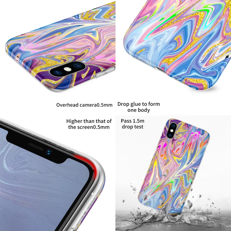 For iPhone XS Max Laser Glitter Watercolor Pattern Shockproof Protective Case