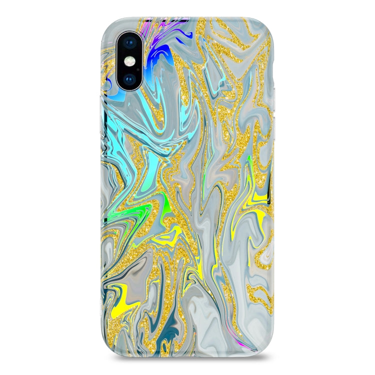 For iPhone XS Max Laser Glitter Watercolor Pattern Shockproof Protective Case