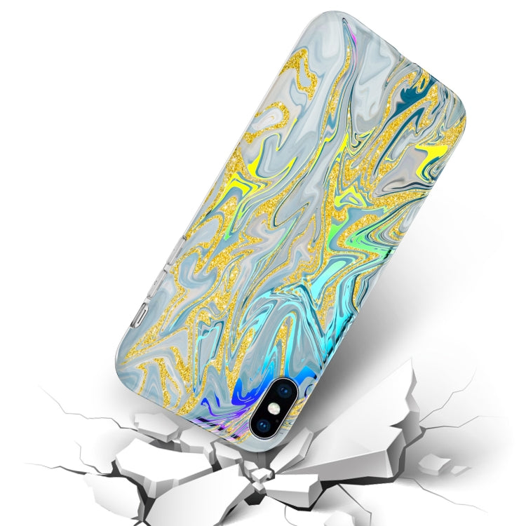 For iPhone XS Max Laser Glitter Watercolor Pattern Shockproof Protective Case