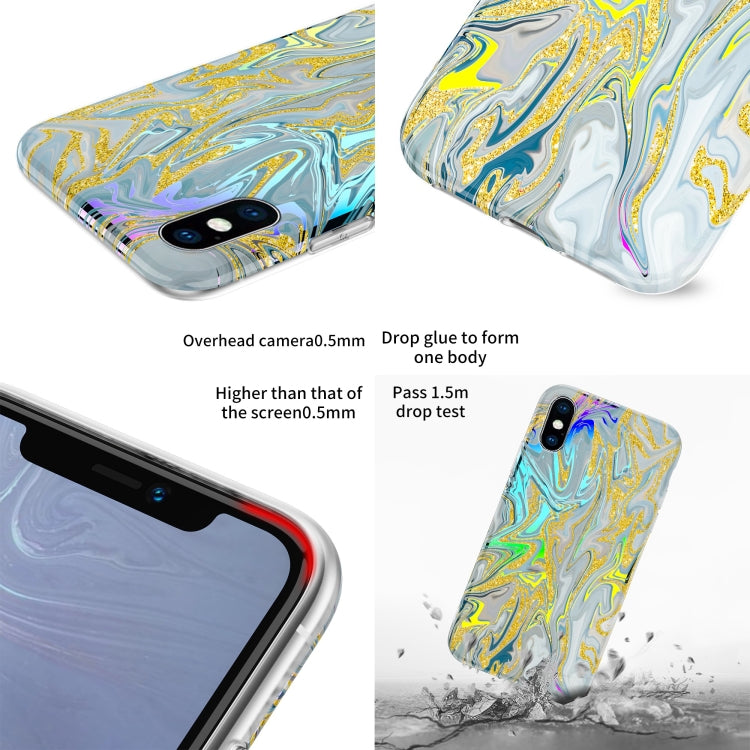 For iPhone XS Max Laser Glitter Watercolor Pattern Shockproof Protective Case