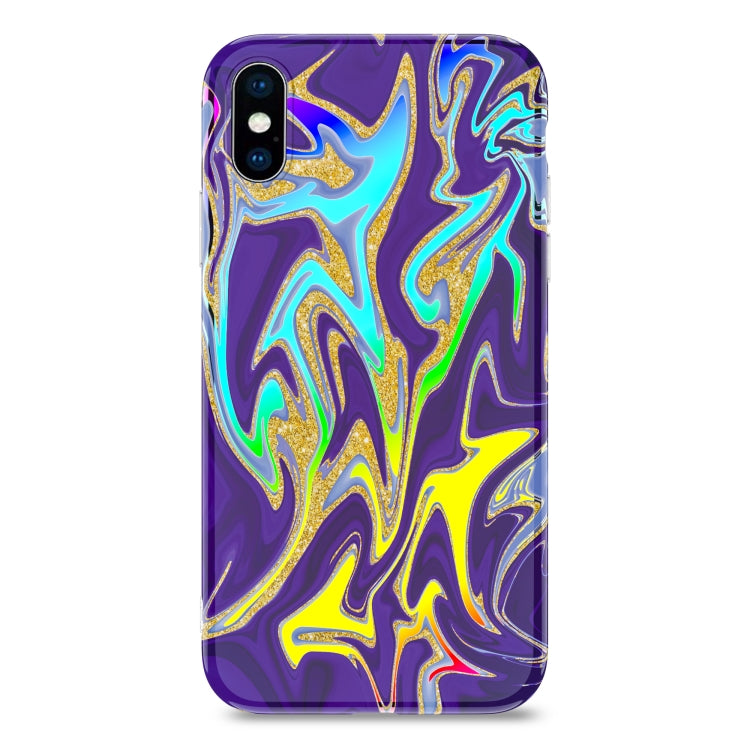 For iPhone XS Max Laser Glitter Watercolor Pattern Shockproof Protective Case