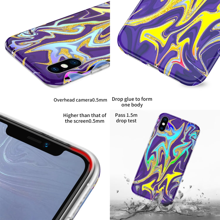 For iPhone XS Max Laser Glitter Watercolor Pattern Shockproof Protective Case