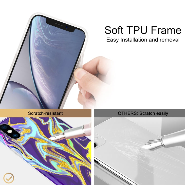 For iPhone XS Max Laser Glitter Watercolor Pattern Shockproof Protective Case