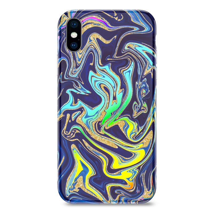 For iPhone XS Max Laser Glitter Watercolor Pattern Shockproof Protective Case
