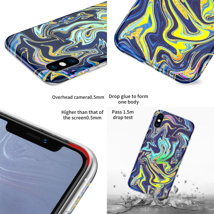 For iPhone XS Max Laser Glitter Watercolor Pattern Shockproof Protective Case