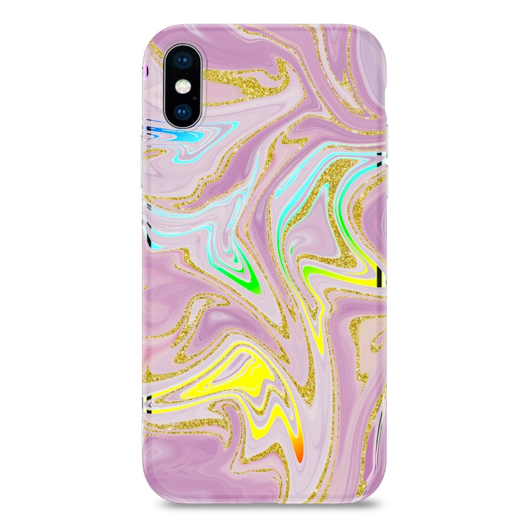 For iPhone XS Max Laser Glitter Watercolor Pattern Shockproof Protective Case