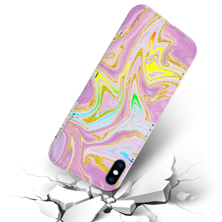 For iPhone XS Max Laser Glitter Watercolor Pattern Shockproof Protective Case