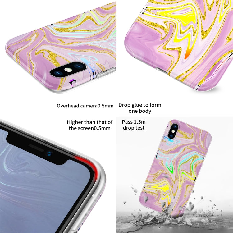 For iPhone XS Max Laser Glitter Watercolor Pattern Shockproof Protective Case