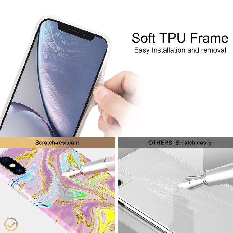 For iPhone XS Max Laser Glitter Watercolor Pattern Shockproof Protective Case